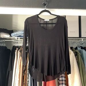 Rag and Bone Black Long Sleeve Sheer Scalloped Long Sleeve